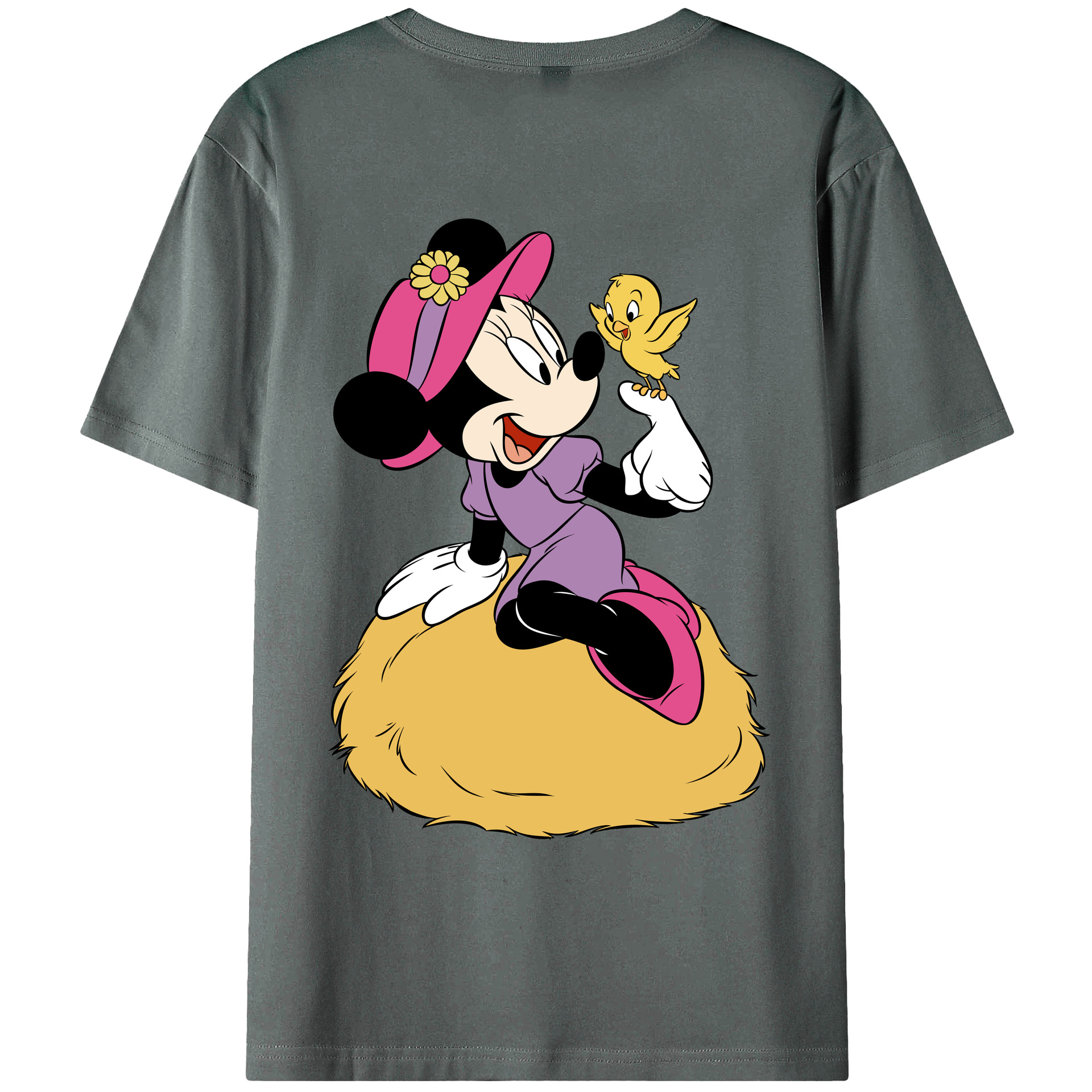 ミッキーマウス Mickey Mouse 綿100％ メンズ半袖Tシャツ（バックプリント） 通気性